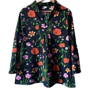 Vintage 80s Floral retro Flowy Babydoll Blouse